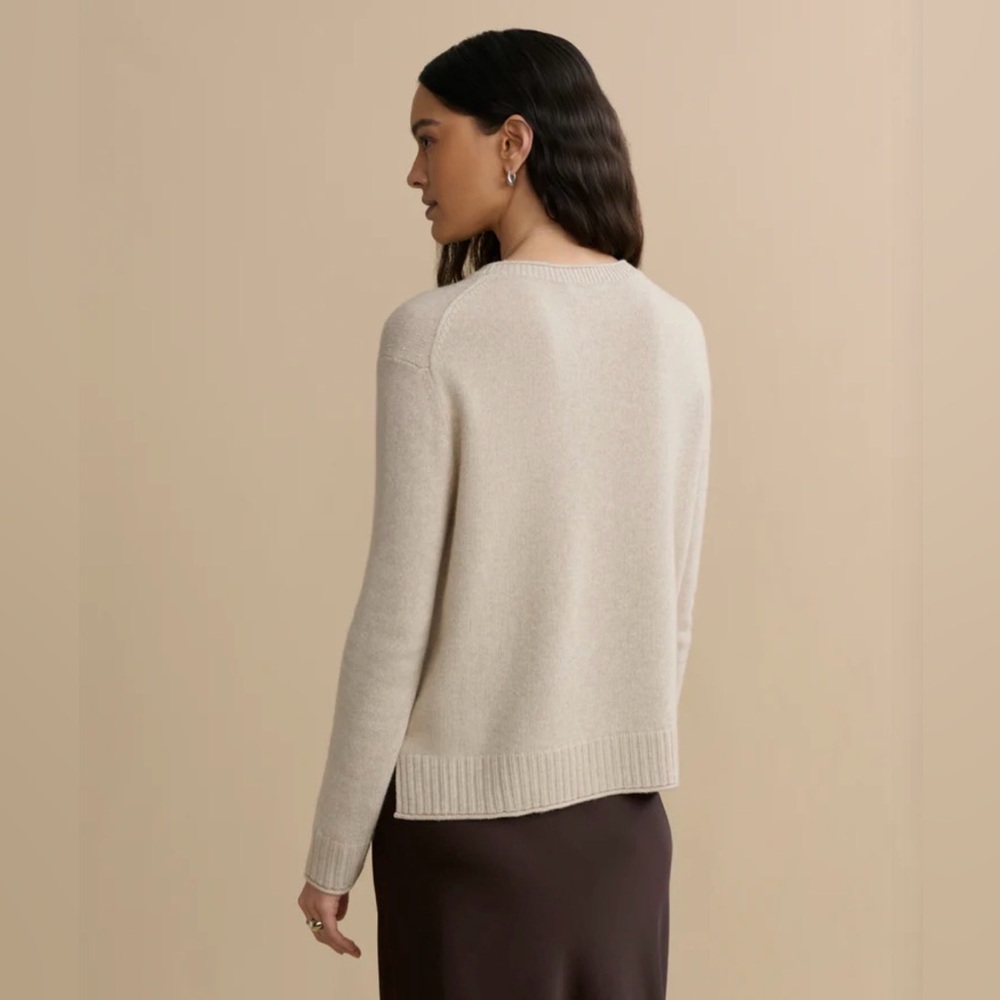 NWT Jenni Kayne Sweater Everyday Crewneck Wool Blend in Oatmeal Cream - Picture 5 of 11